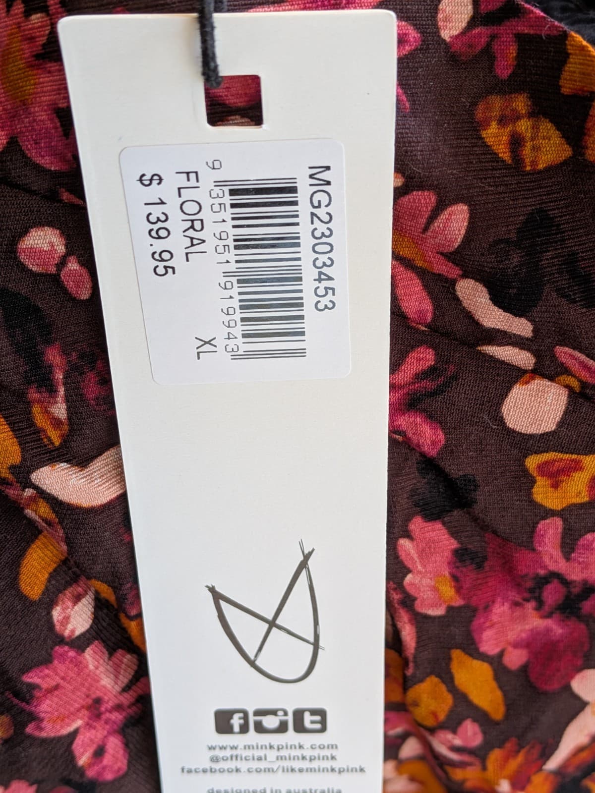 Mink Pink Floral Mini Dress Long Sleeve Tie Back Boho Autumn Summer XL — photo 11 of 11