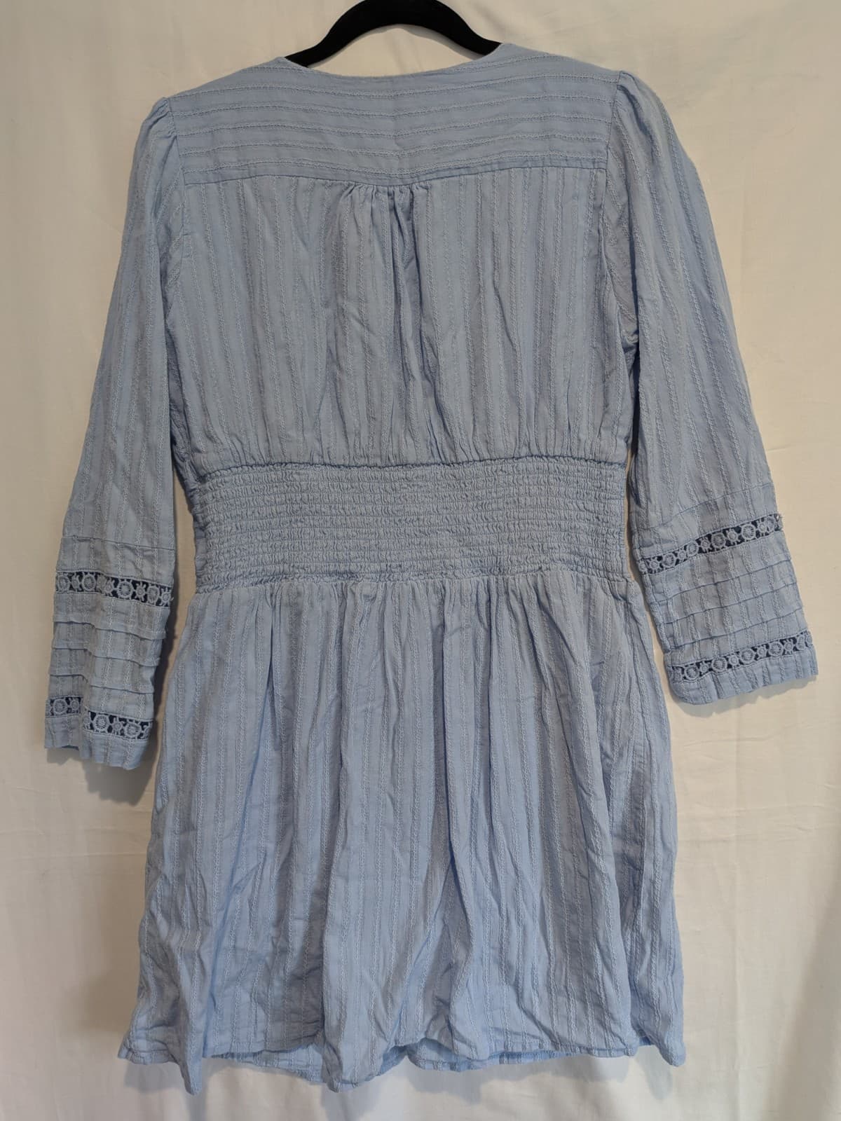 Arnhem Organic Cotton Boho Mini Dress Blue Button Front Lace Detail Size 10 M — photo 10 of 10