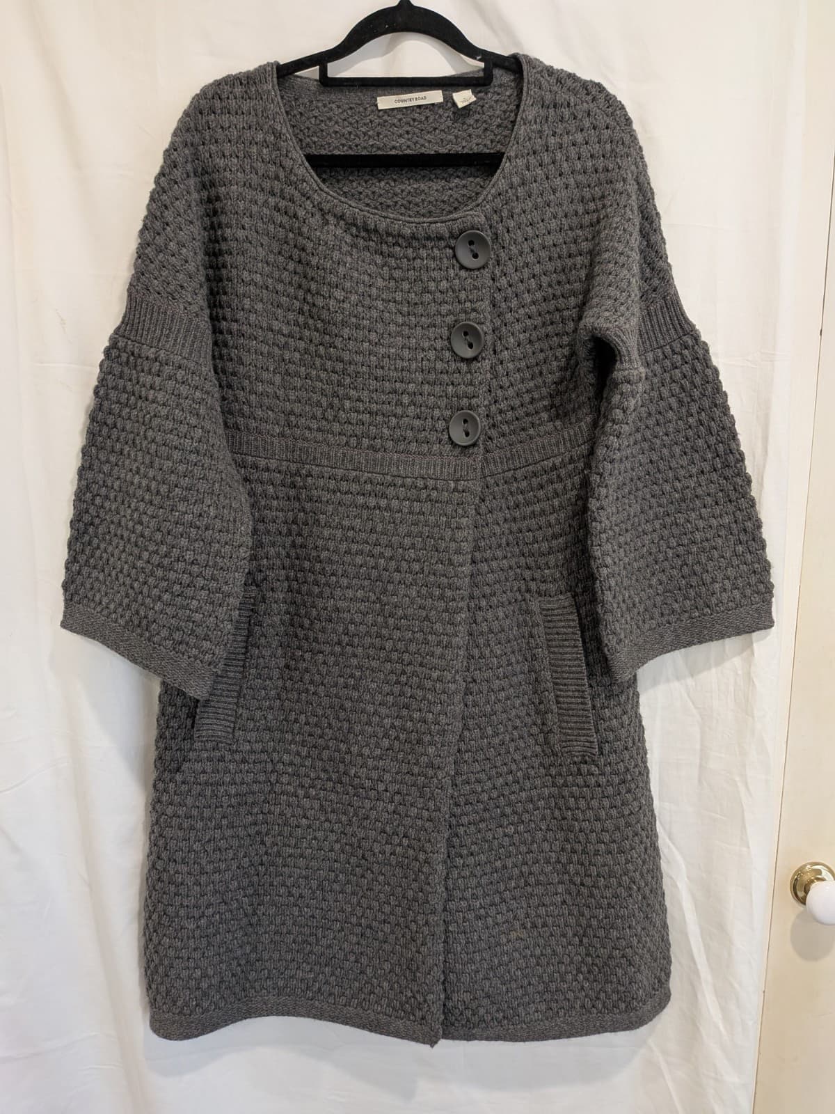 Country Road Longline Wool Knit Coatigan Grey Woolmark S AU 10 12 — photo 2 of 11
