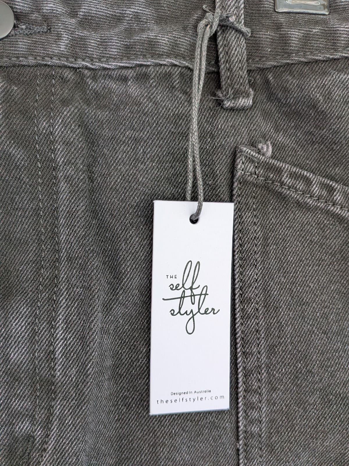 The Self Styler Denim Skirt Size 16 Grey Cotton Mini Utility Pockets NWT — photo 4 of 7