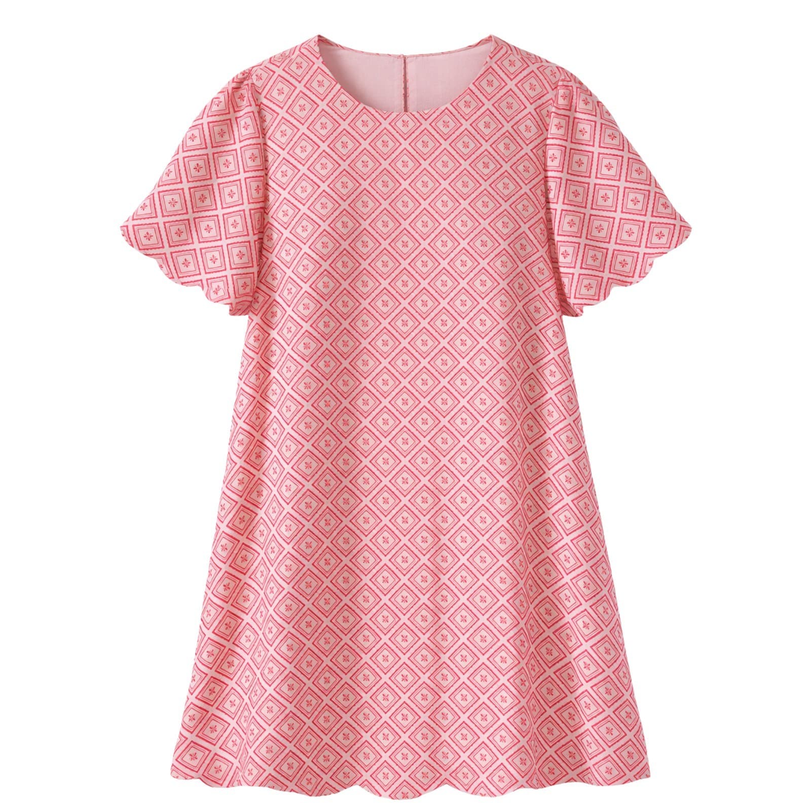 I Feel Pretty Boutique Lana Mini Dress Pink Tile Print Size 14 Tencel Linen NWT — photo 1 of 13