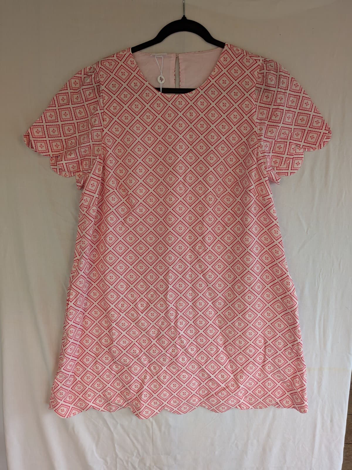 I Feel Pretty Boutique Lana Mini Dress Pink Tile Print Size 14 Tencel Linen NWT — photo 2 of 13