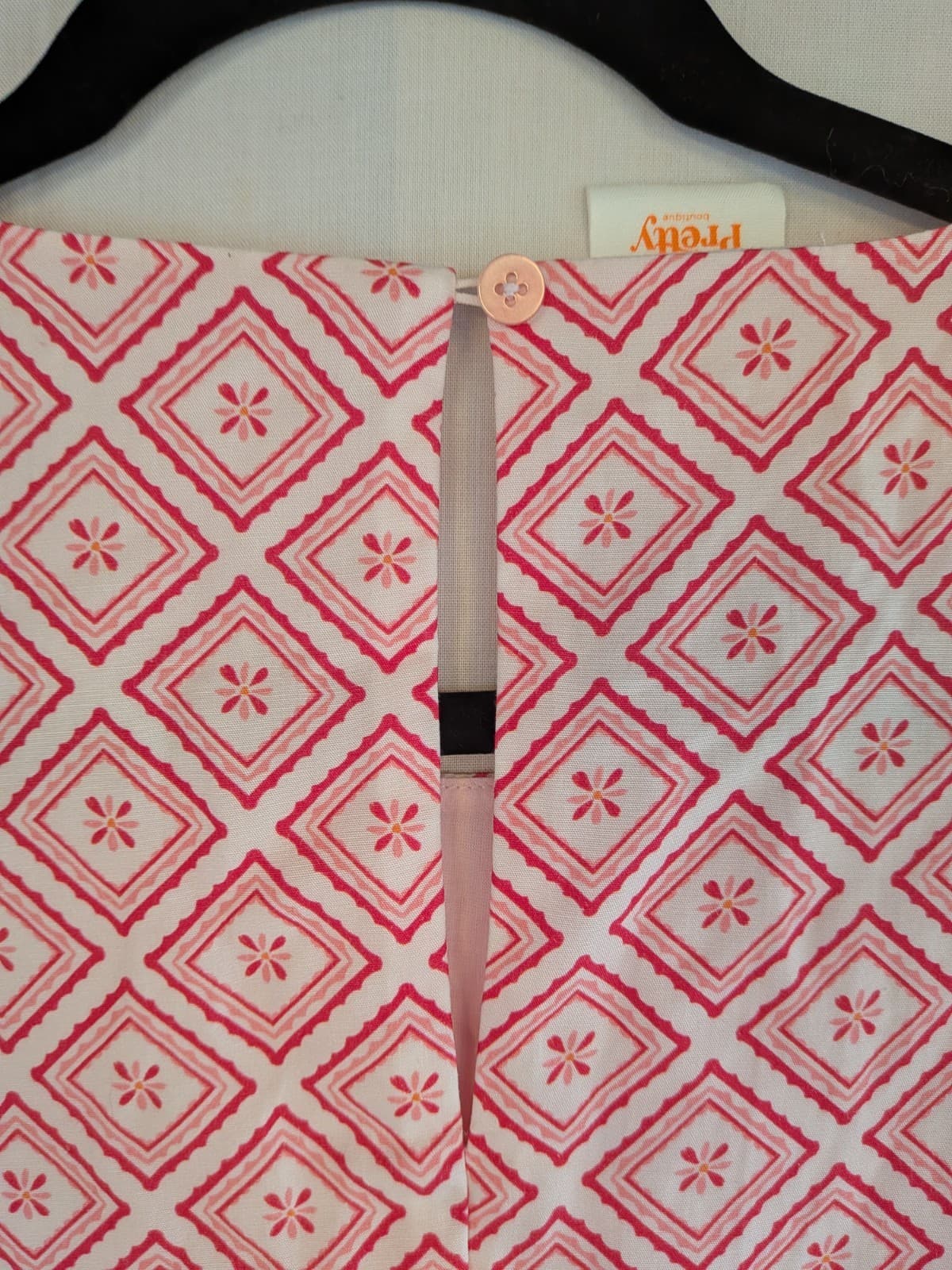 I Feel Pretty Boutique Lana Mini Dress Pink Tile Print Size 14 Tencel Linen NWT — photo 13 of 13