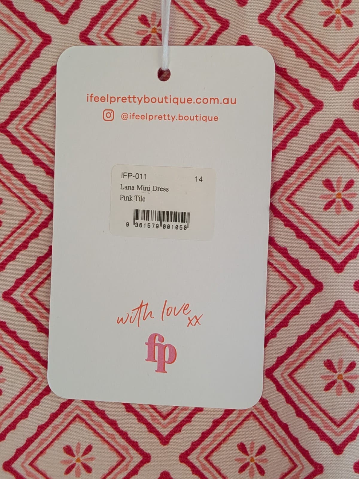 I Feel Pretty Boutique Lana Mini Dress Pink Tile Print Size 14 Tencel Linen NWT — photo 10 of 13