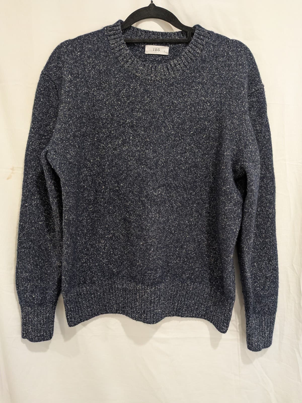 JAG Navy Wool Silk Knit Jumper Womens S AU 10 12 Crew Neck Pullover — photo 2 of 9