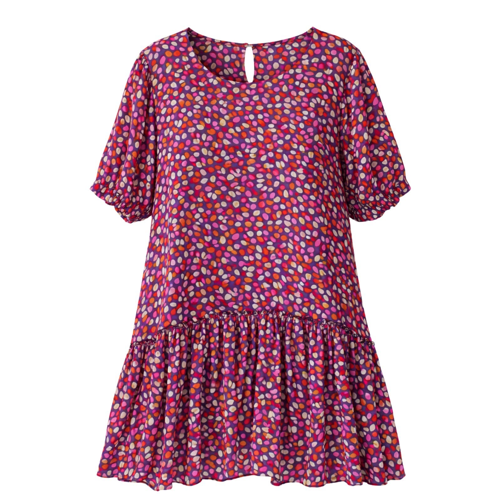 Mister Zimi Dress Size 12 Blue Red Floral Viscose Short Tiered Smock Resort — photo 1 of 9