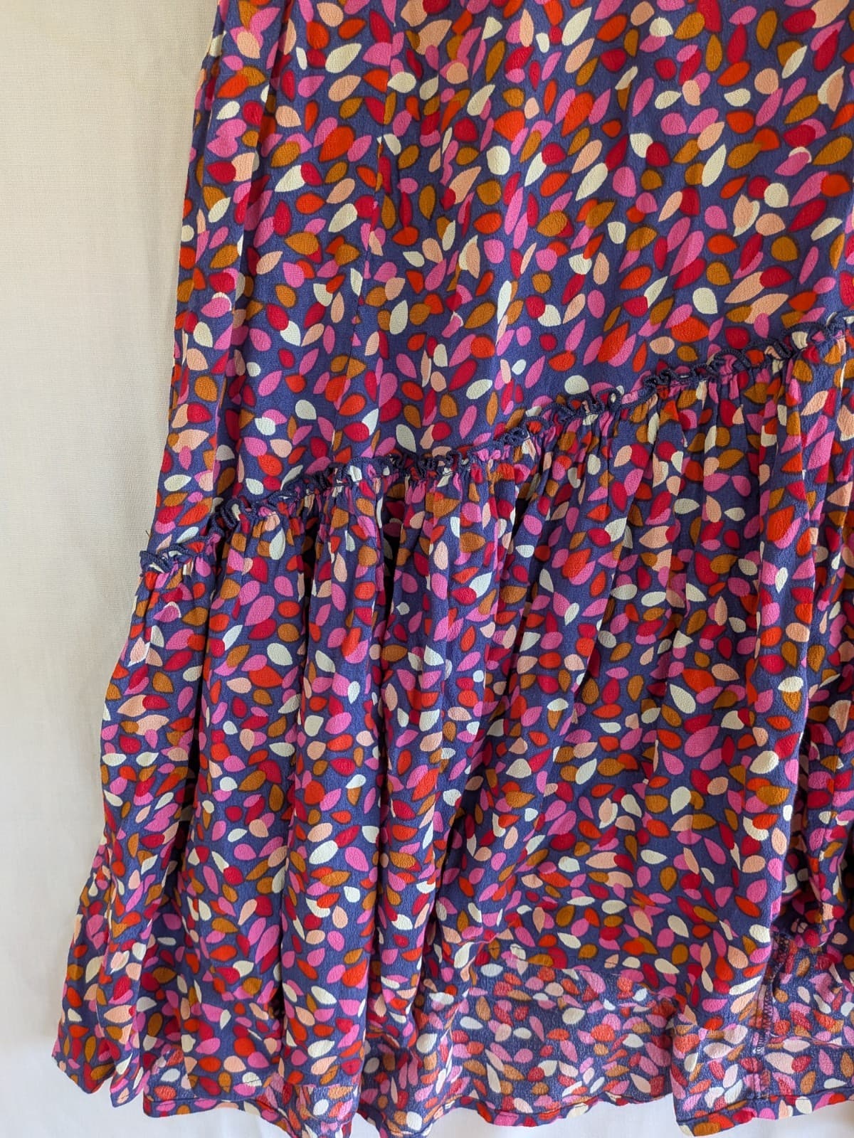 Mister Zimi Dress Size 12 Blue Red Floral Viscose Short Tiered Smock Resort — photo 3 of 9