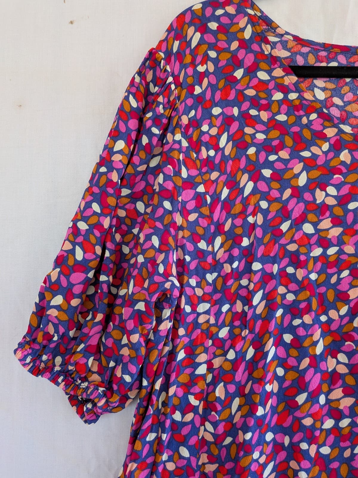 Mister Zimi Dress Size 12 Blue Red Floral Viscose Short Tiered Smock Resort — photo 4 of 9