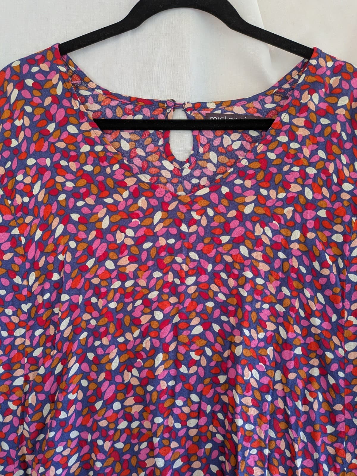 Mister Zimi Dress Size 12 Blue Red Floral Viscose Short Tiered Smock Resort — photo 5 of 9