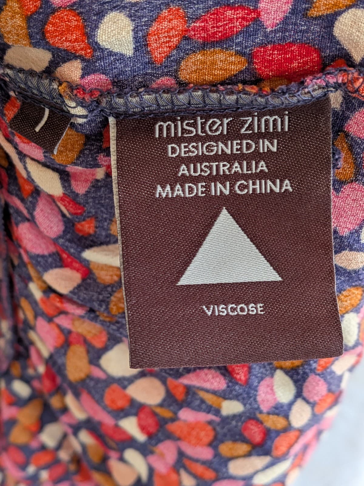 Mister Zimi Dress Size 12 Blue Red Floral Viscose Short Tiered Smock Resort — photo 6 of 9