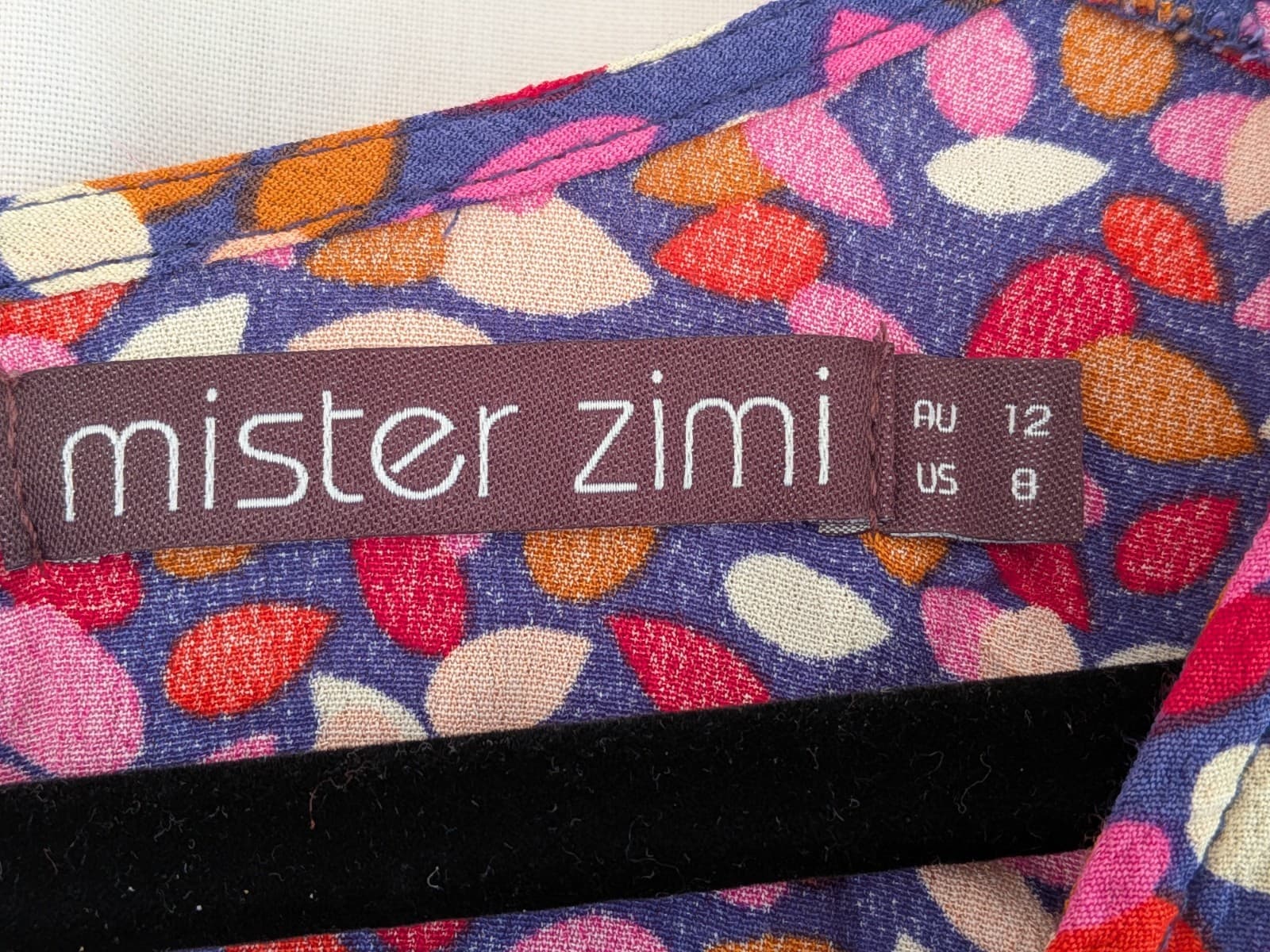 Mister Zimi Dress Size 12 Blue Red Floral Viscose Short Tiered Smock Resort — photo 7 of 9