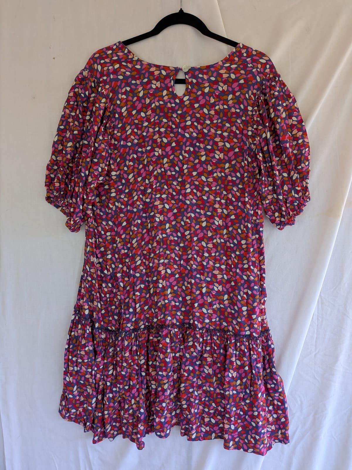 Mister Zimi Dress Size 12 Blue Red Floral Viscose Short Tiered Smock Resort — photo 9 of 9