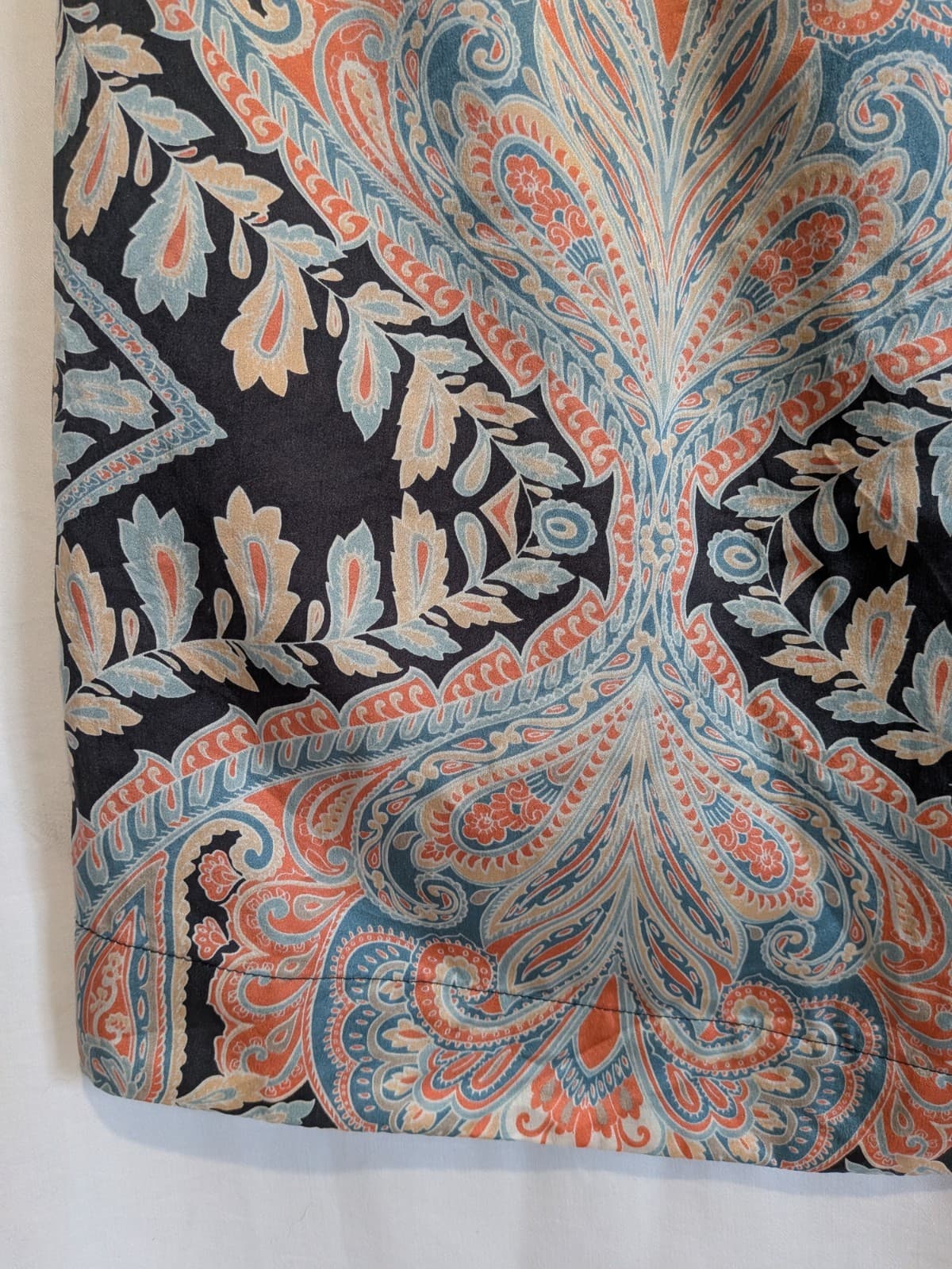 Monsoon Silk Paisley Tunic Dress Blue Coral Boho Floaty Lined Plus Size UK 18 — photo 3 of 10