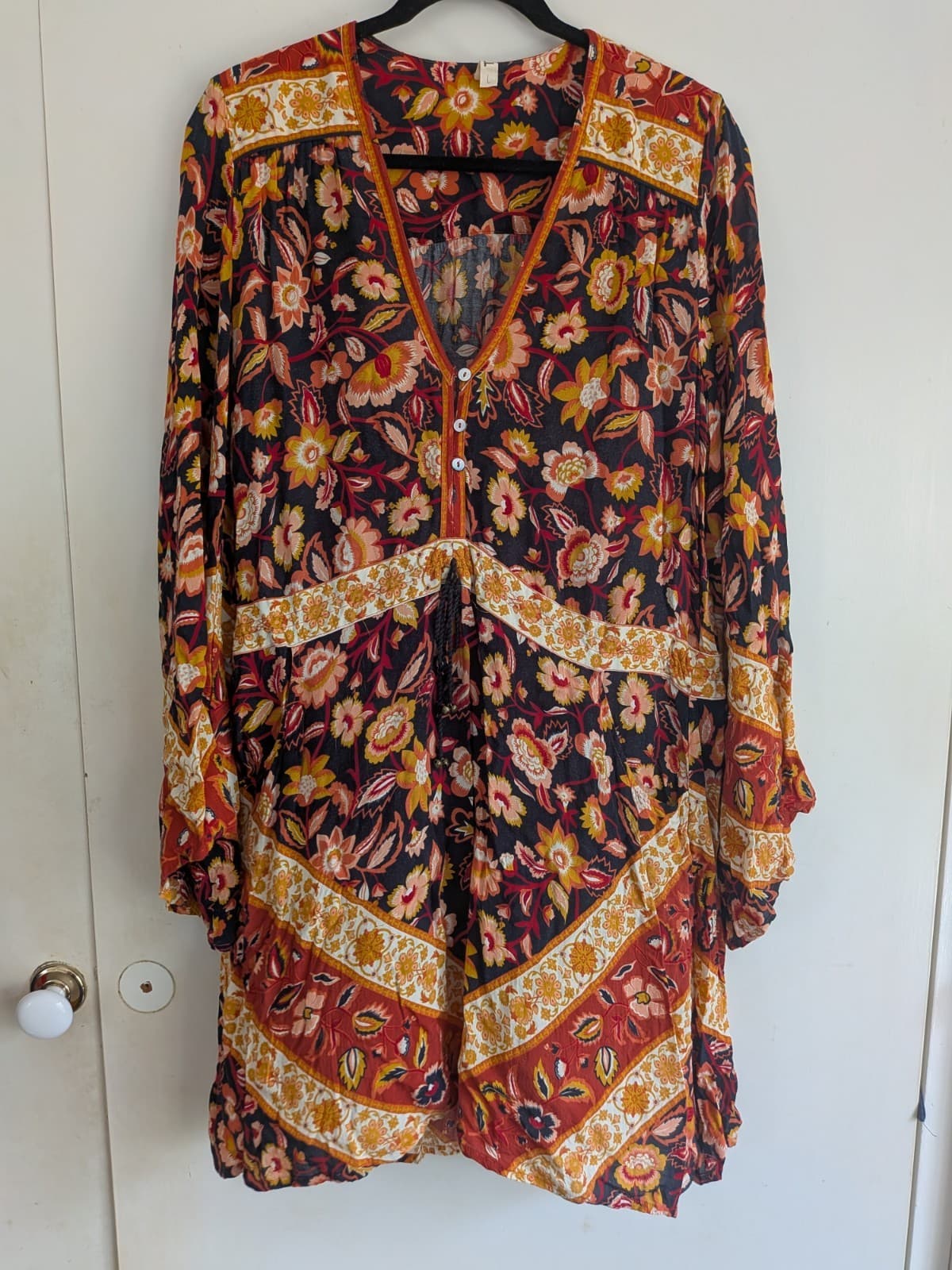 Spell Gypsy Collective Floral Border Dress Size L Boho Rayon — photo 2 of 17