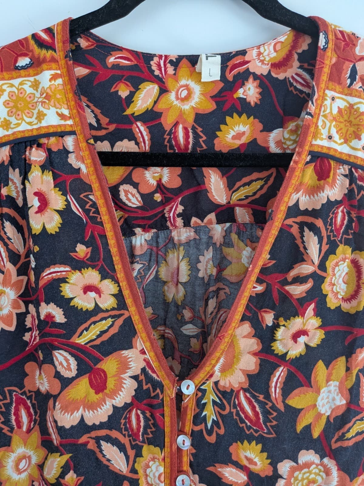 Spell Gypsy Collective Floral Border Dress Size L Boho Rayon — photo 5 of 17