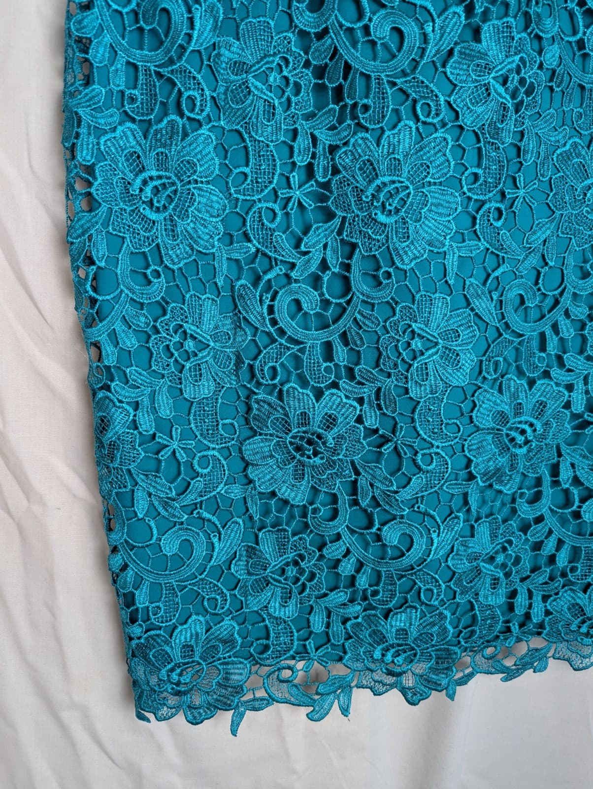Review Dress Size 10 AUS 6 US Teal Lace Overlay Fitted Pencil Cocktail Green — photo 4 of 9