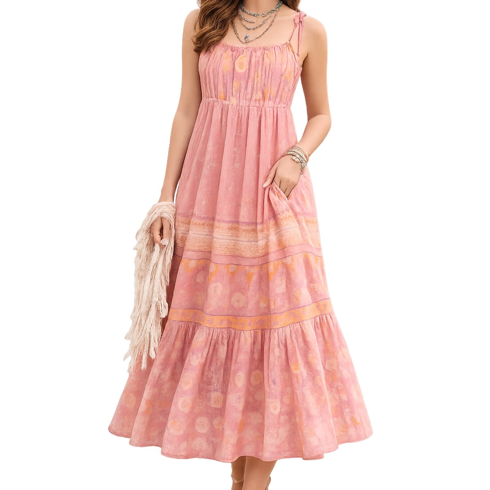 Spell Gypsy Collective Pink Floral Maxi Dress Size L Organic Cotton — photo 1 of 12