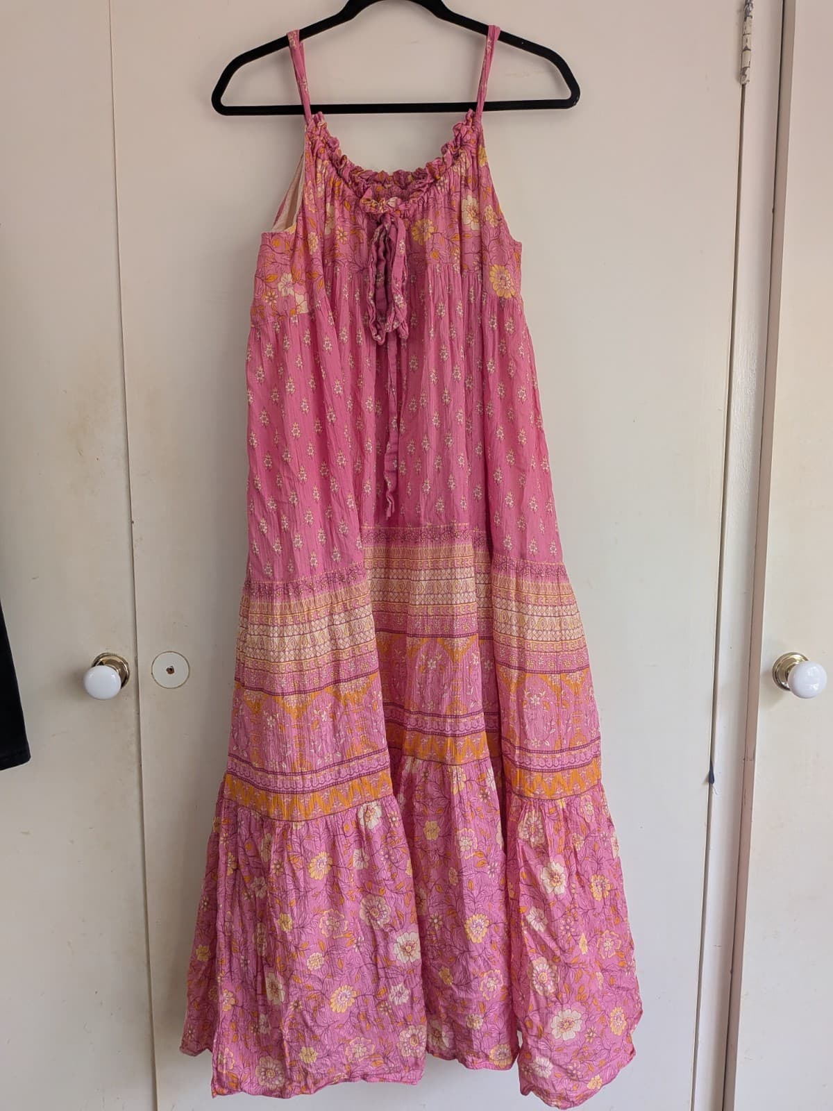 Spell Gypsy Collective Pink Floral Maxi Dress Size L Organic Cotton — photo 9 of 12