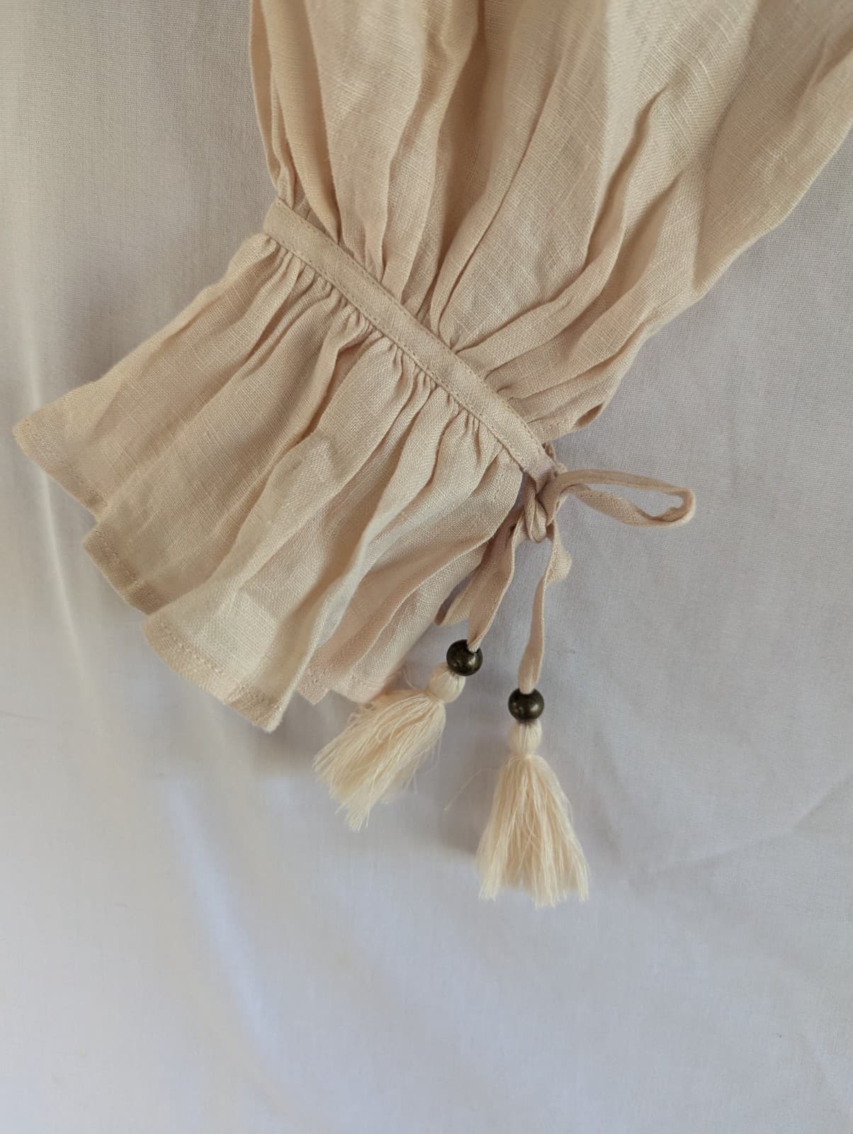 Spell Mae Linen Tie Top Meringue Cream Boho Crop Blouse Size XS 8-10 — photo 7 of 12