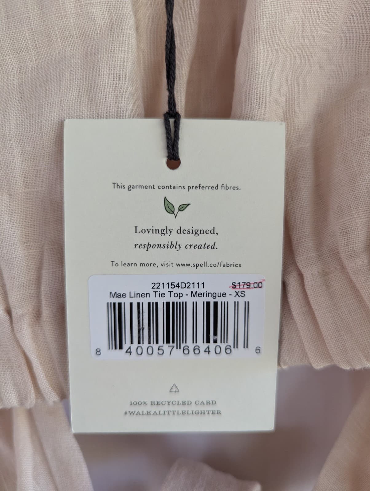 Spell Mae Linen Tie Top Meringue Cream Boho Crop Blouse Size XS 8-10 — photo 10 of 12