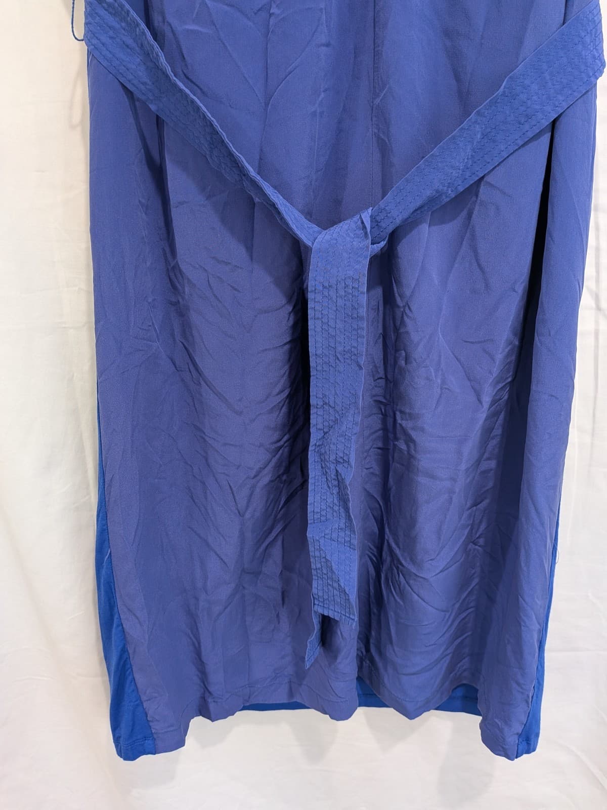 David Lawrence 100% Silk Dress Size L Blue Belted Occasion Shift Wedding — photo 4 of 12