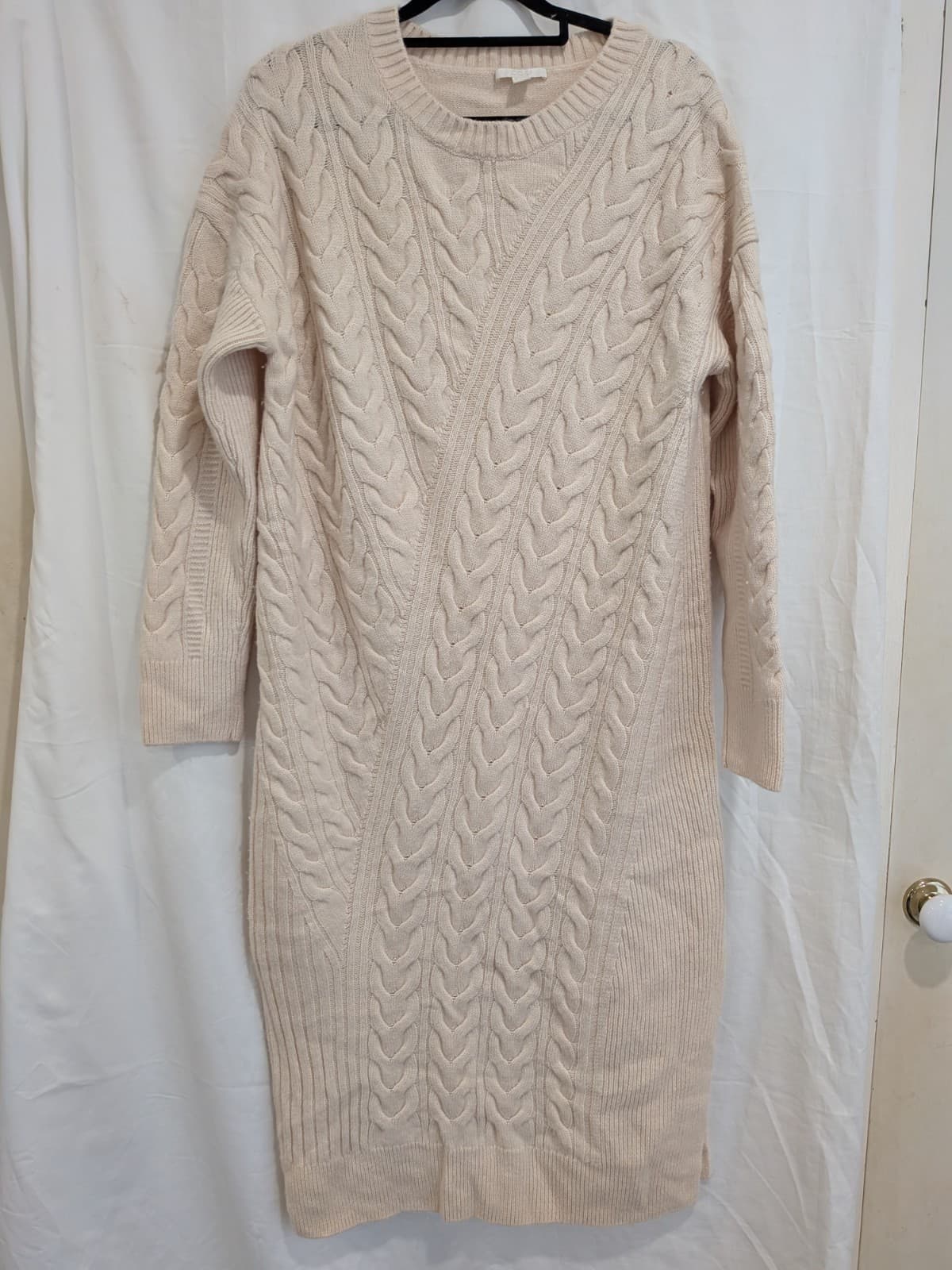 COS Wool Yak Wool Cable Knit Jumper Dress Cream Size S AU 8 10 Midi Winter — photo 3 of 10