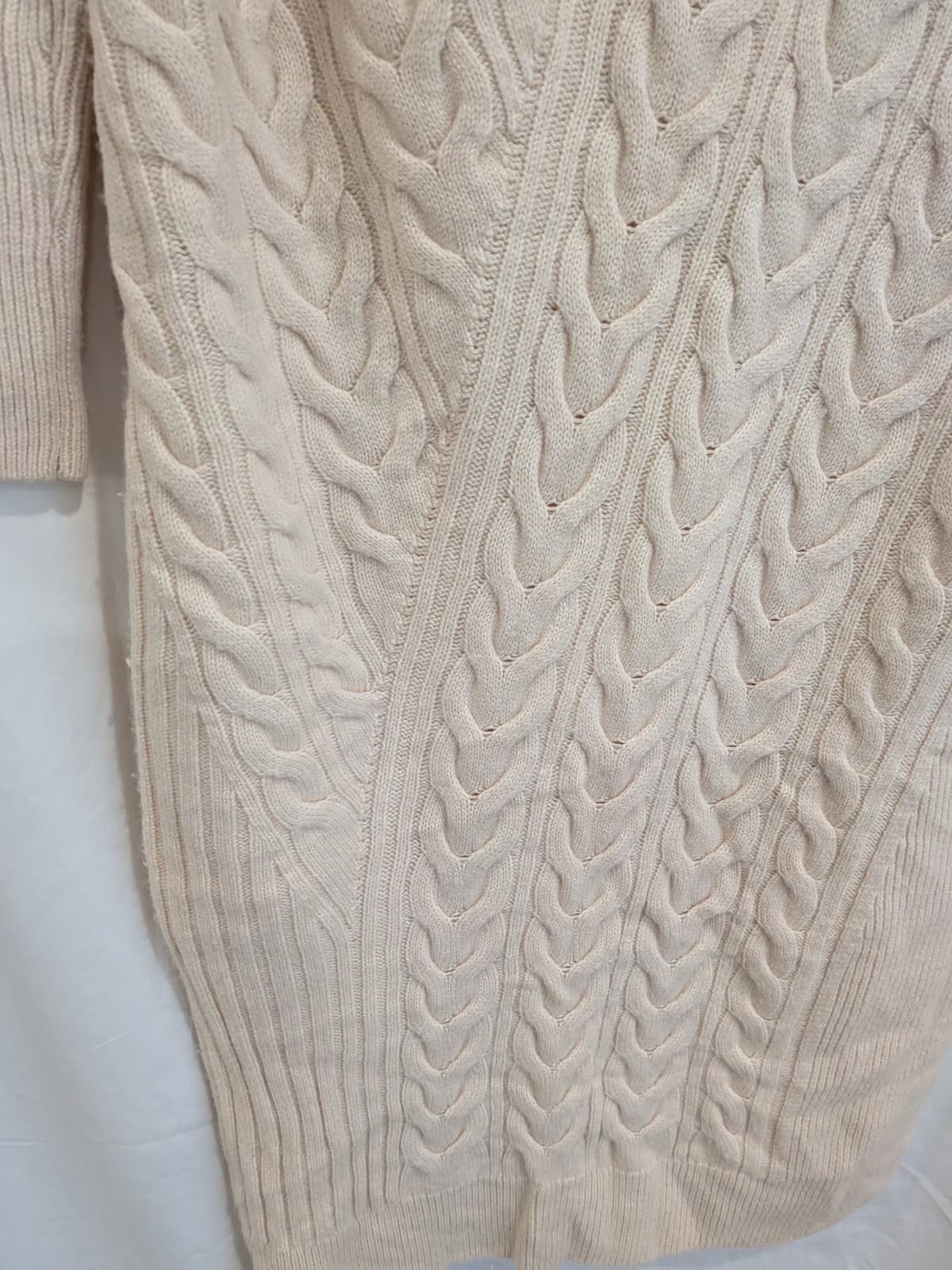 COS Wool Yak Wool Cable Knit Jumper Dress Cream Size S AU 8 10 Midi Winter — photo 4 of 10