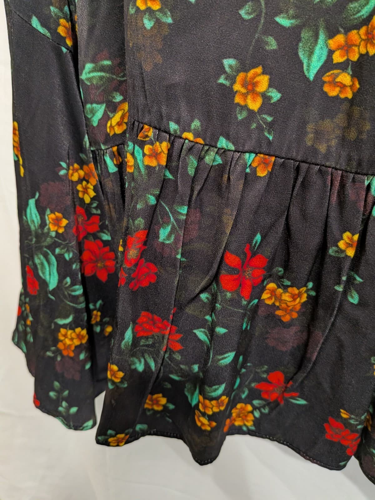 Cooper Trelise Cooper XL Black Floral Boho Peplum Flare Sleeve Designer Top — photo 11 of 11