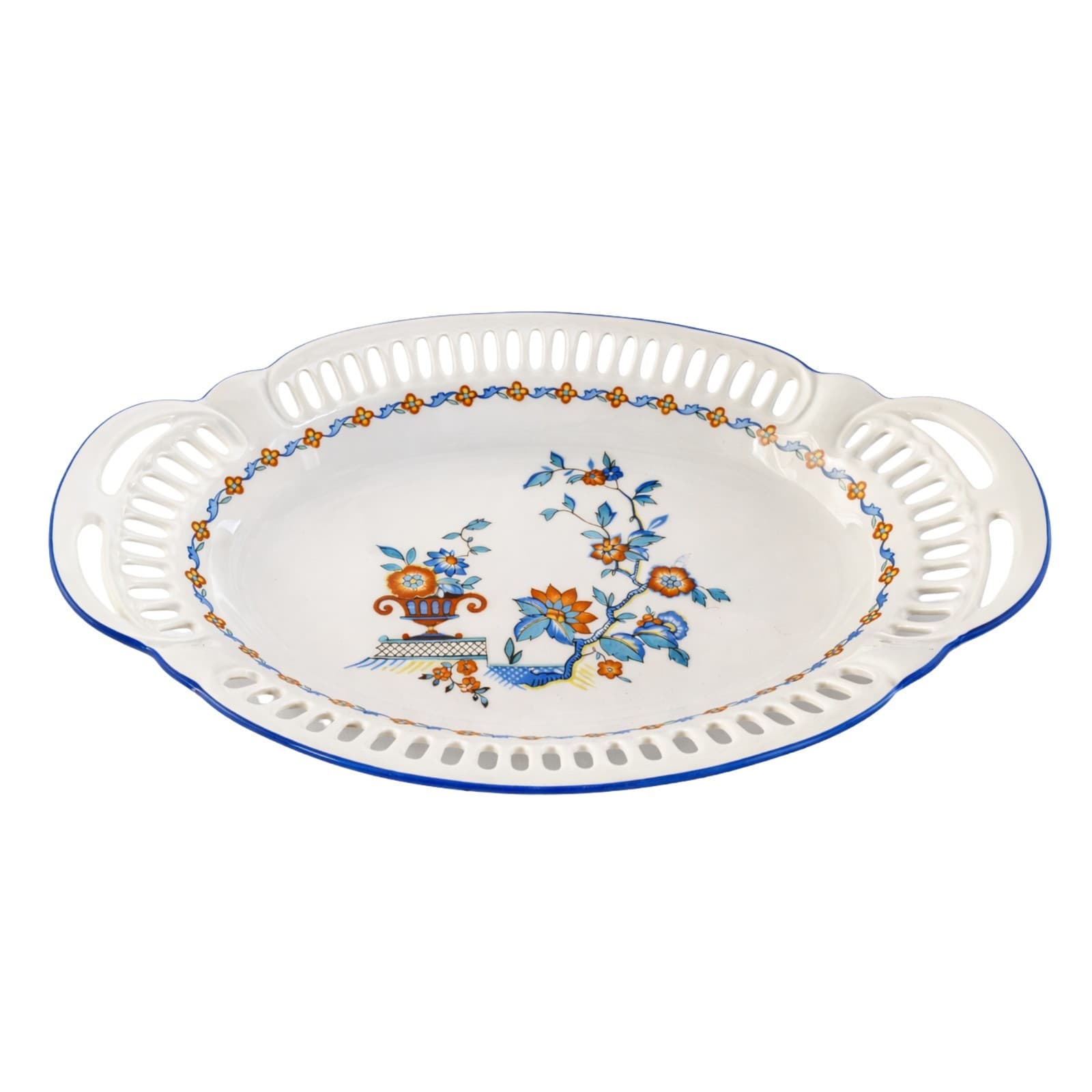 Arzberg Porcelain Oval Serving Dish Pierced Rim Floral Bavaria Germany 1070 1 — photo 1 of 10