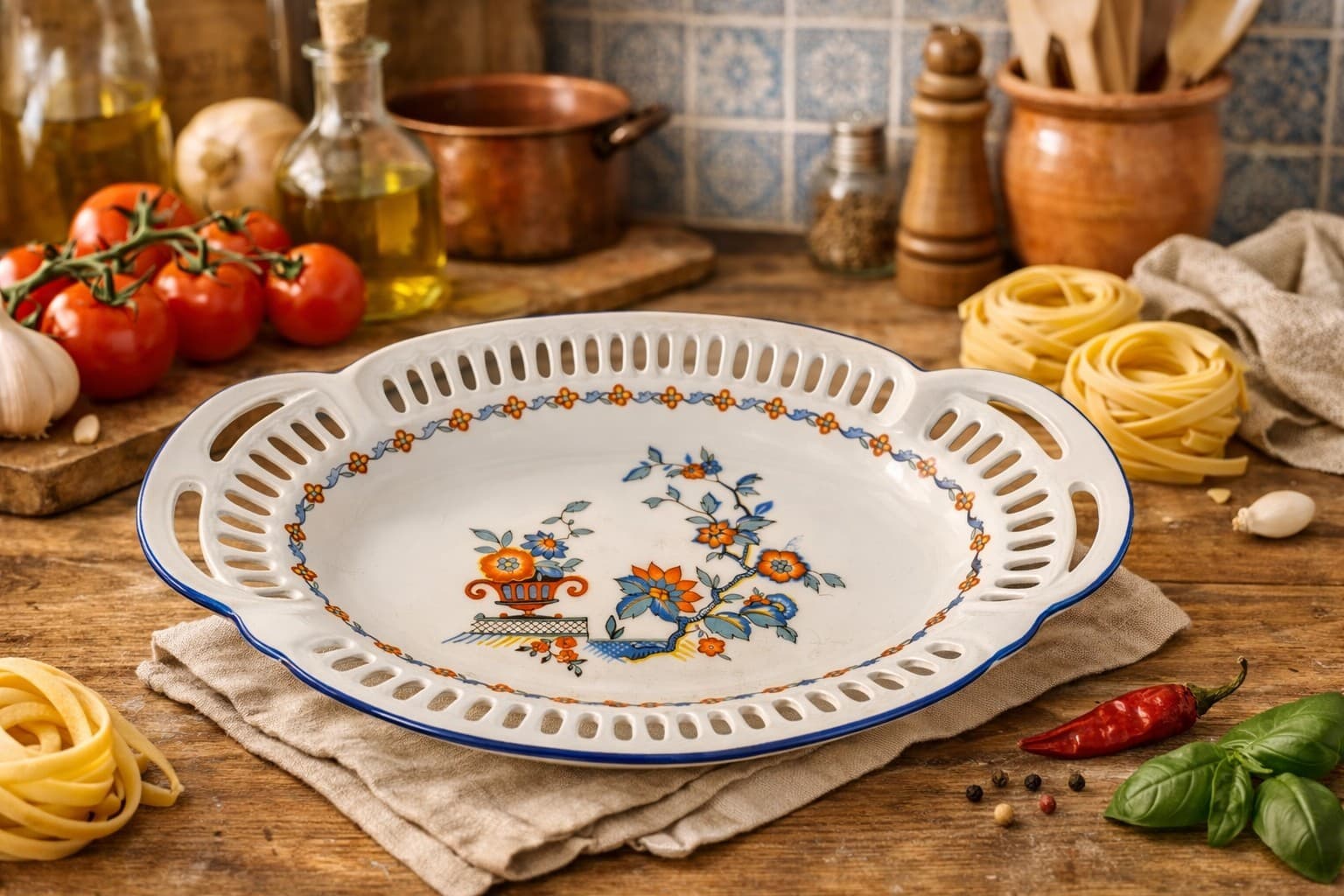 Arzberg Porcelain Oval Serving Dish Pierced Rim Floral Bavaria Germany 1070 1 — photo 2 of 10
