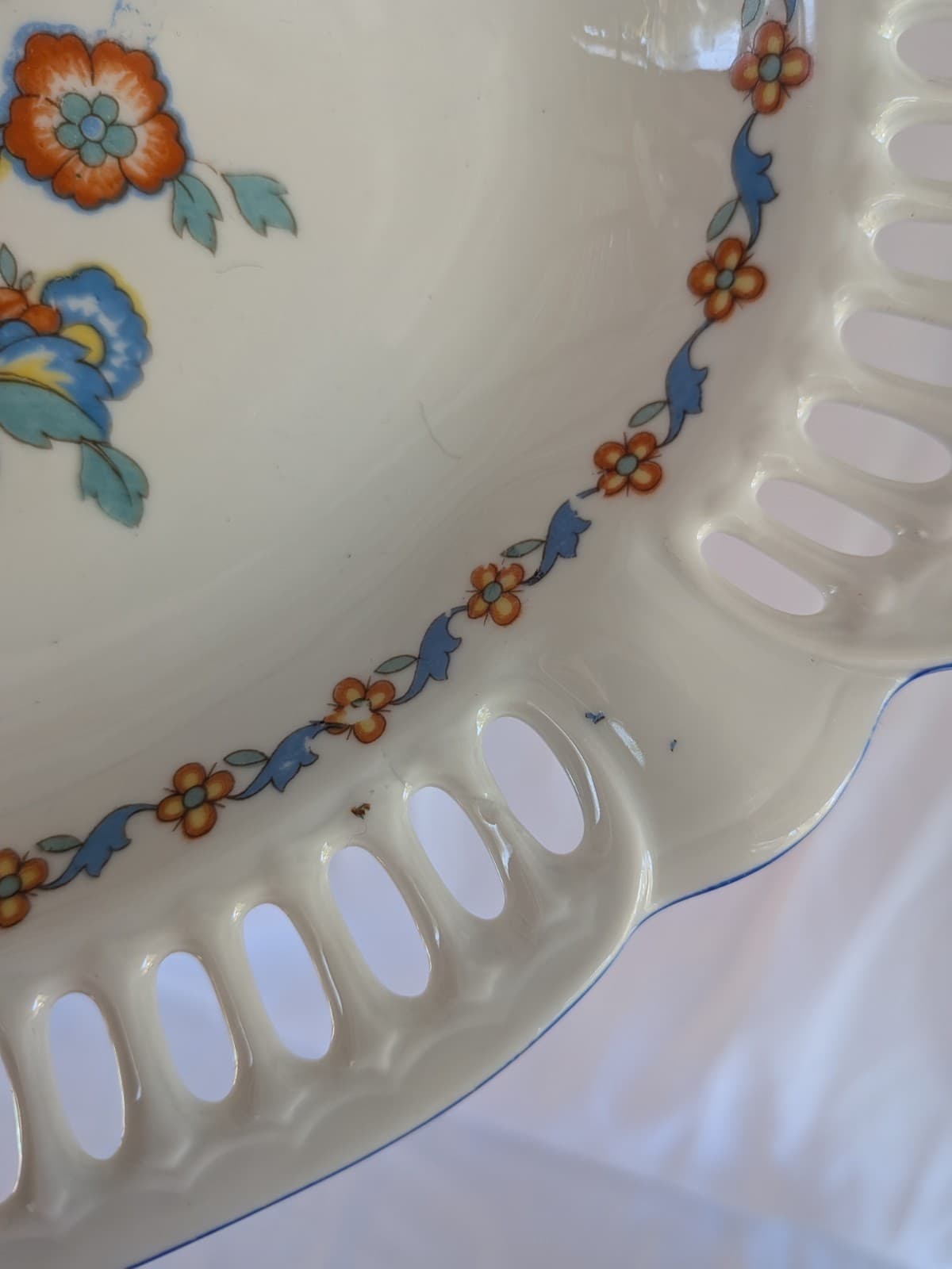 Arzberg Porcelain Oval Serving Dish Pierced Rim Floral Bavaria Germany 1070 1 — photo 7 of 10