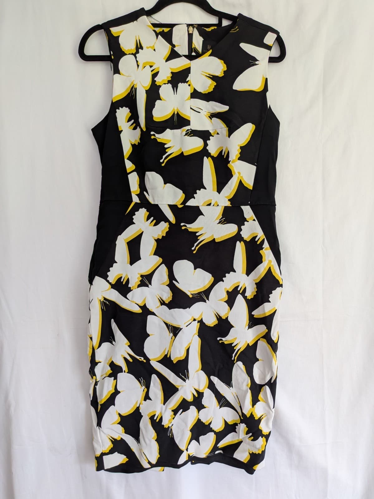 David Lawrence Butterfly Print Pencil Dress Multicolour Wedding Cocktail Size 10 — photo 3 of 13