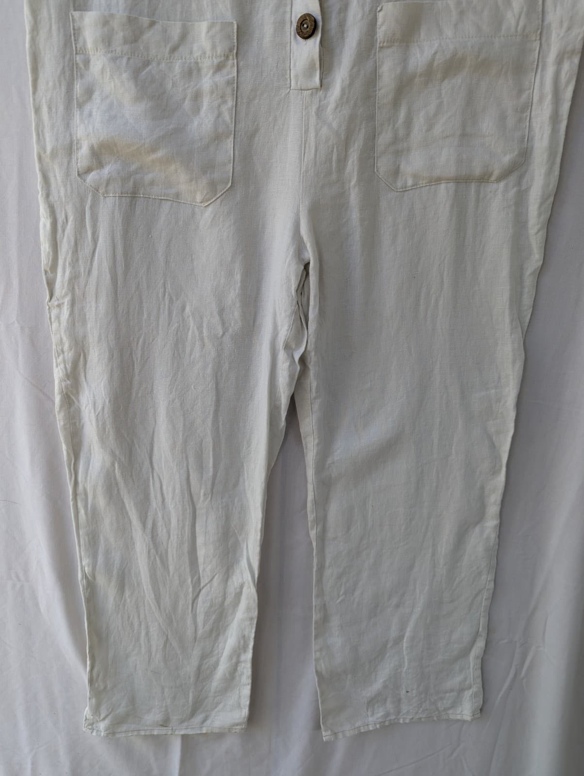 Little Lies Jumpsuit Size 10 AU 6 US Linen White Button Front Casual — photo 5 of 12