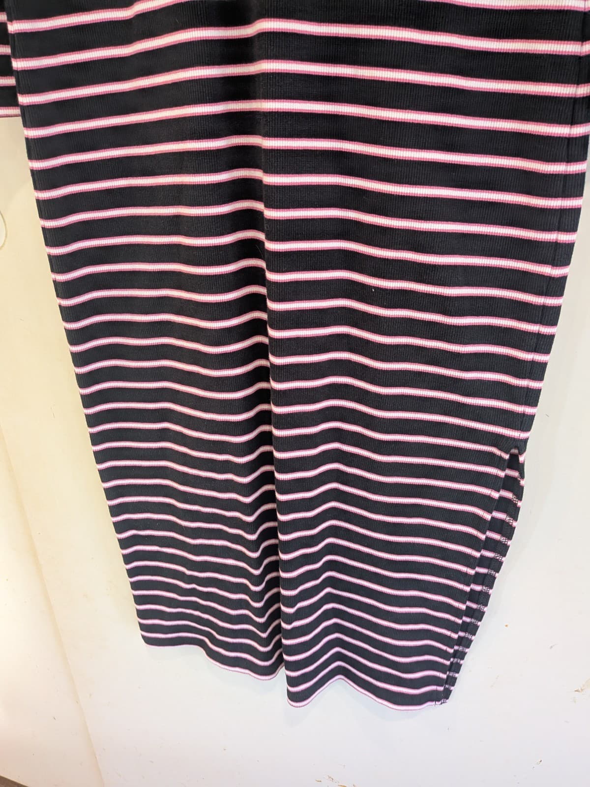 Decjuba Knit Midi Dress L Black Pink Stripe Rib Long Sleeve Stretch Casual — photo 6 of 11