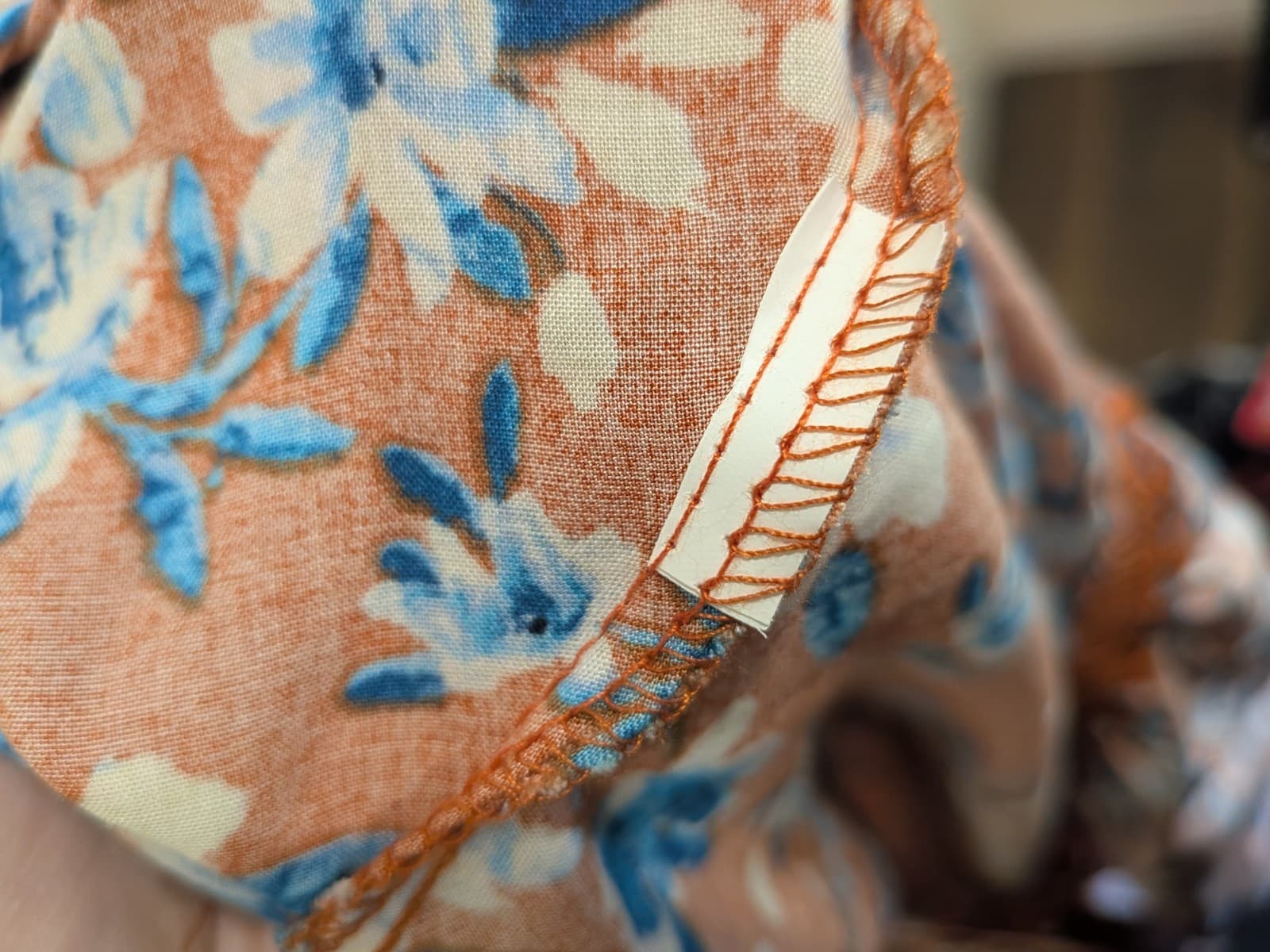 JAASE Maxi Dress L Rust Orange Blue Floral Boho Button Front Festival — photo 9 of 10