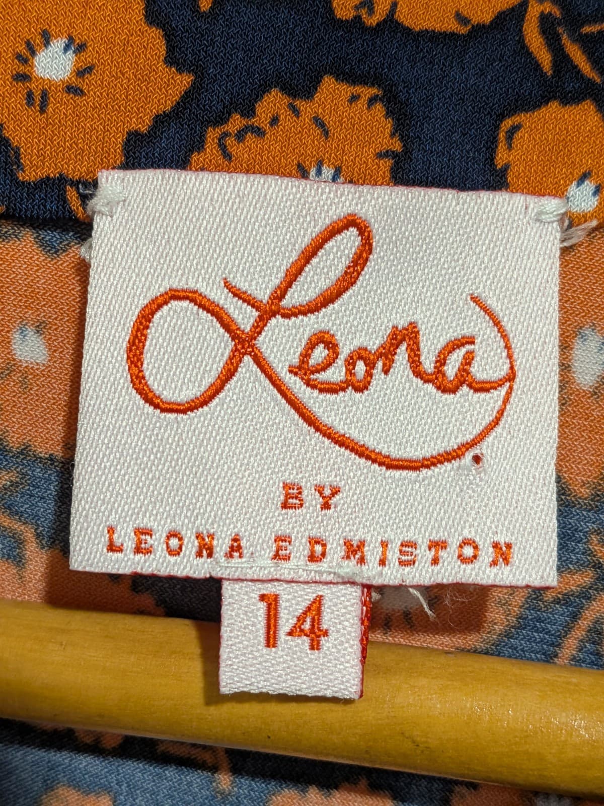 Leona Edmiston Dress AU 14 Orange Floral Long Sleeve A Line Cocktail Wedding — photo 8 of 10