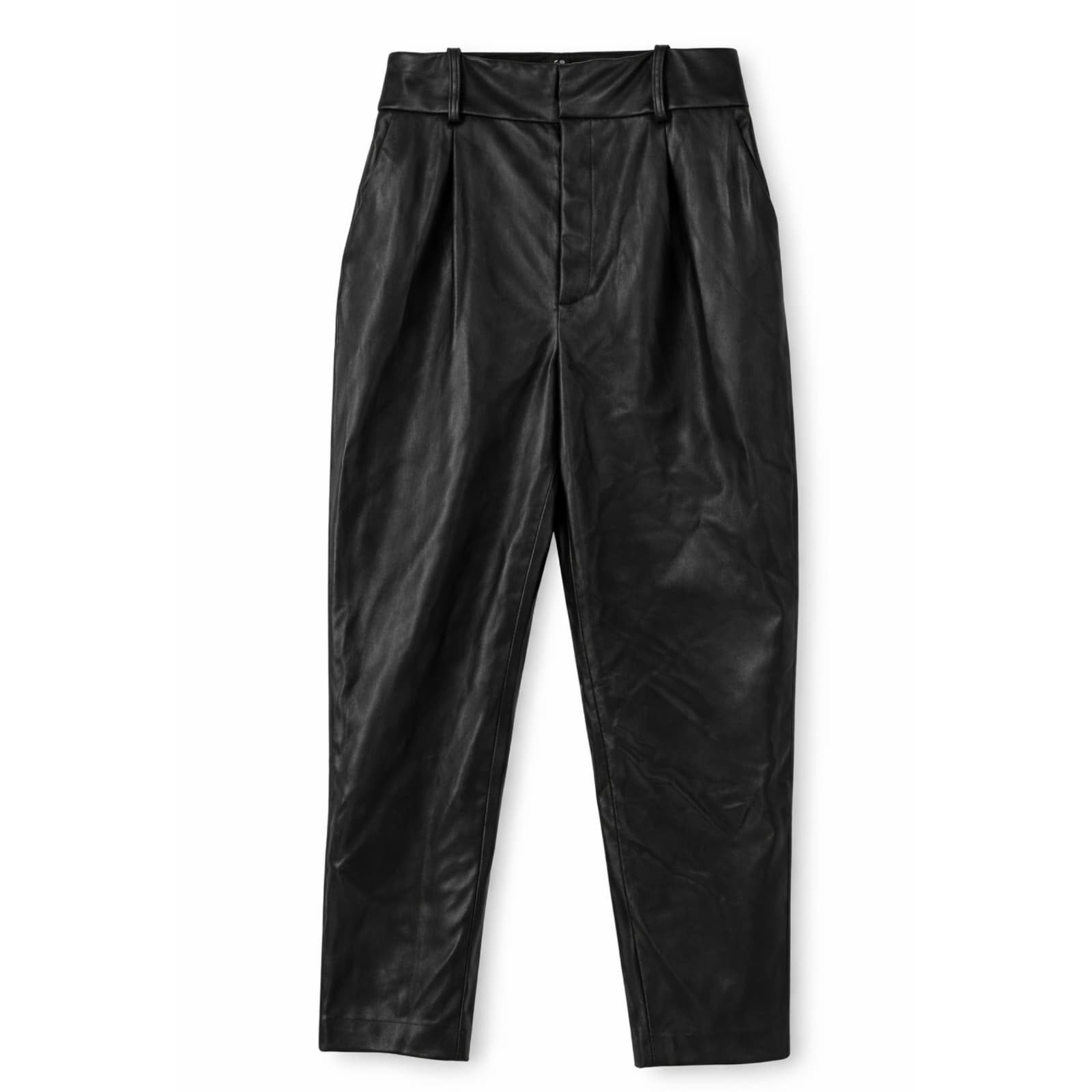 Zara Black Faux Leather Pants High Waist Tapered Leg Size XL AU 14 EU 42 — photo 1 of 12