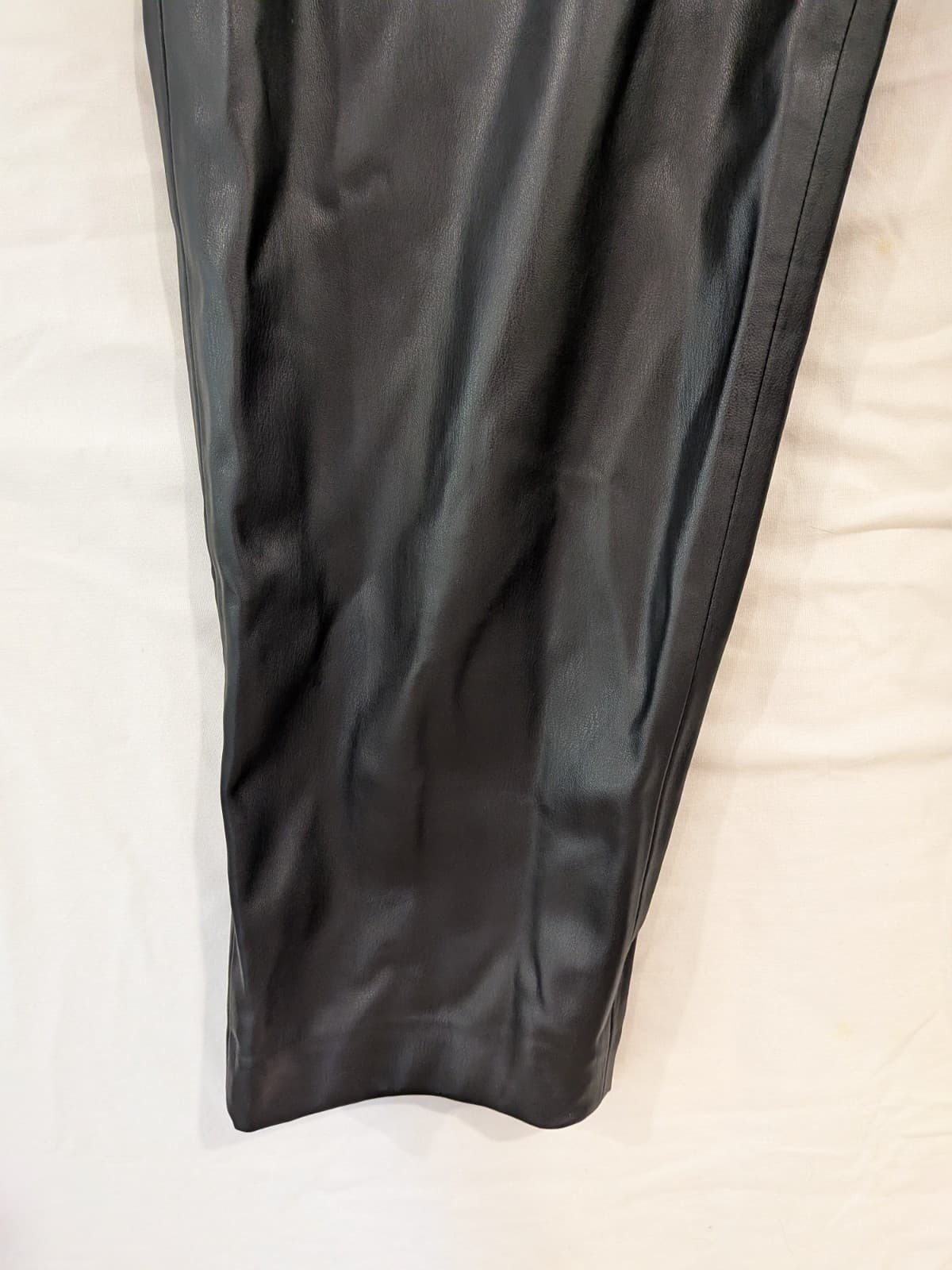 Zara Black Faux Leather Pants High Waist Tapered Leg Size XL AU 14 EU 42 — photo 3 of 12