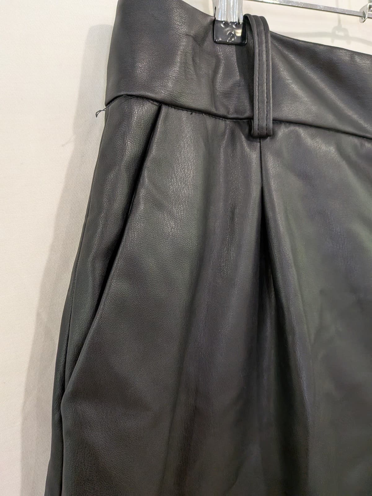 Zara Black Faux Leather Pants High Waist Tapered Leg Size XL AU 14 EU 42 — photo 5 of 12