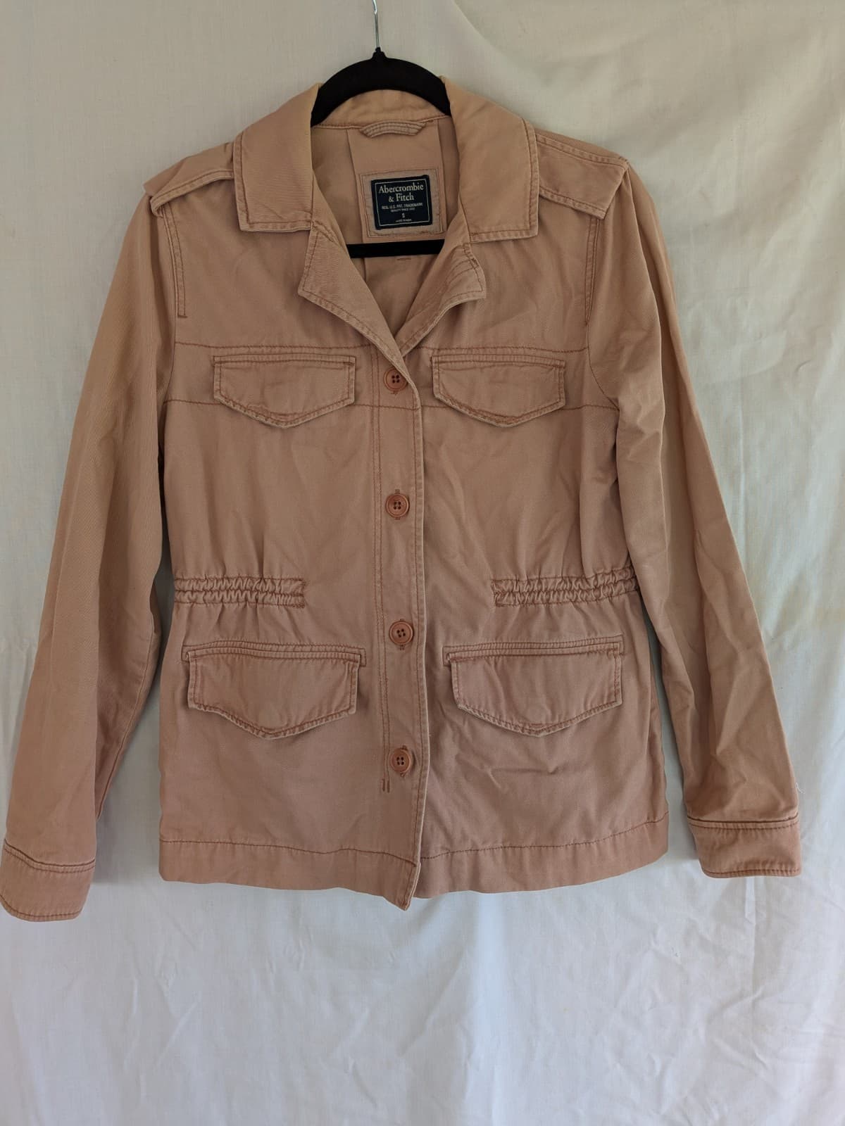 Abercrombie Fitch Womens Utility Jacket Blush Pink Button Front Casual Size S — photo 2 of 9