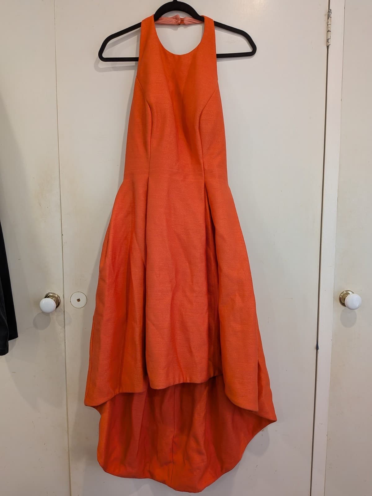Sheike Dress Orange Hi Low Halter Formal Cocktail Wedding Flare Size 12 — photo 2 of 12