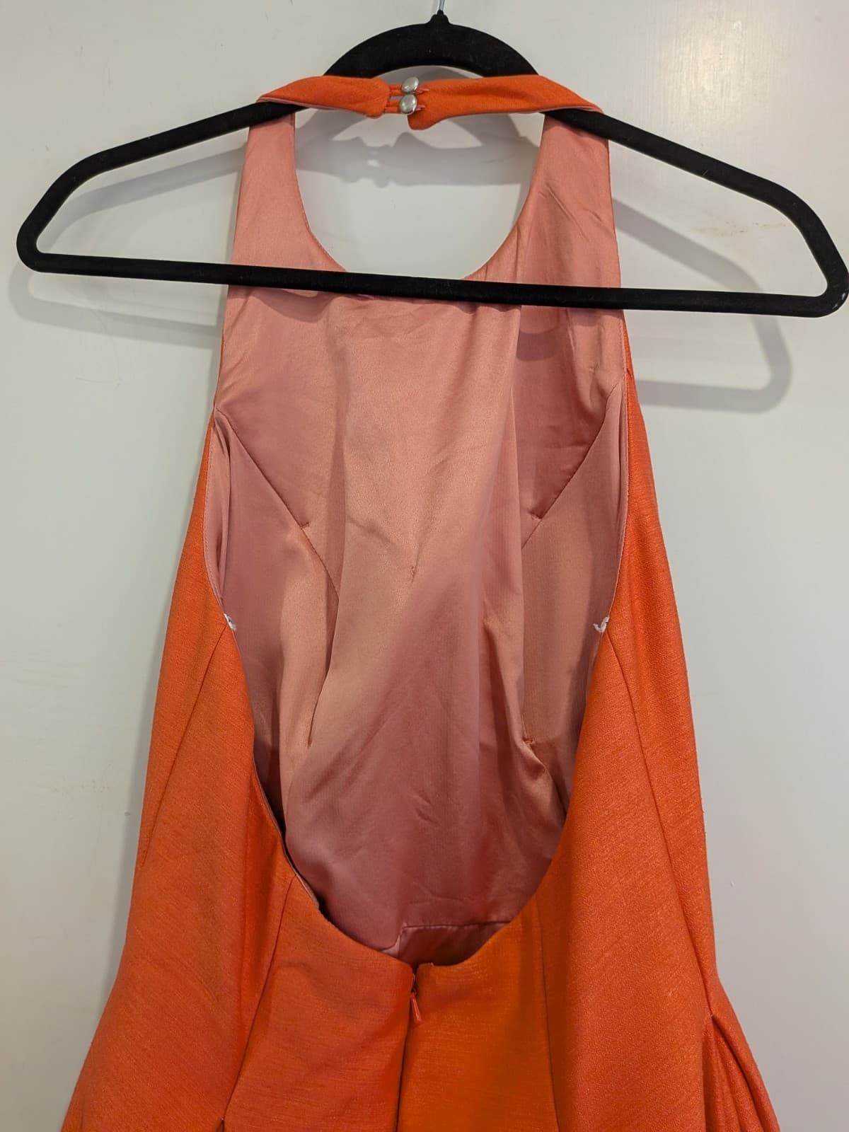 Sheike Dress Orange Hi Low Halter Formal Cocktail Wedding Flare Size 12 — photo 9 of 12