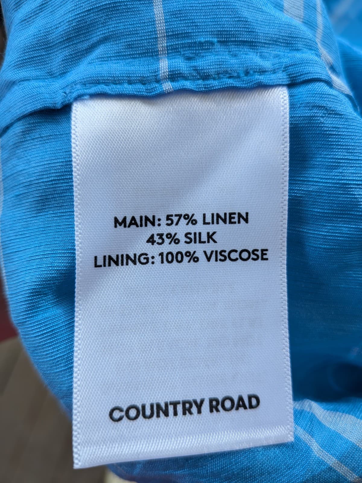 Country Road Silk Linen Dress Blue Stripe Long Sleeve Mini Size 14 — photo 12 of 12