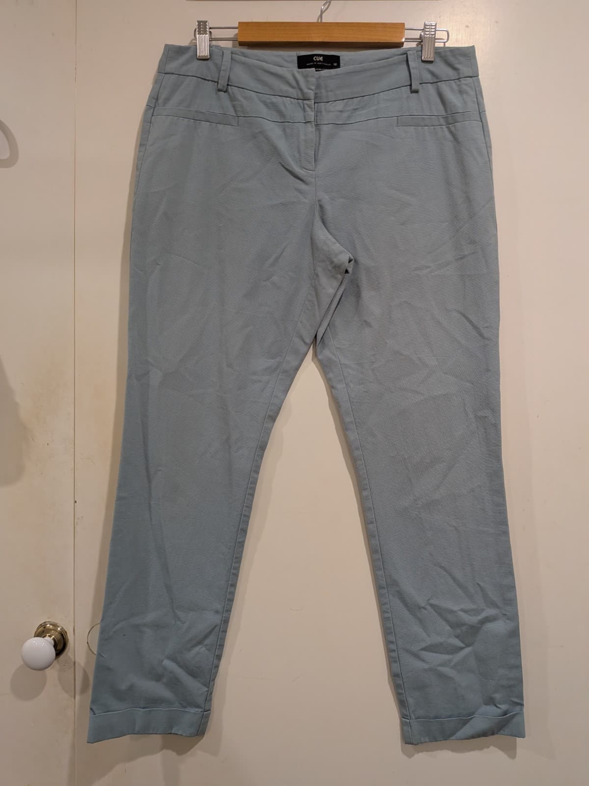 Cue Pants Size 12 Blue Slim Leg Ankle Cropped Stretch Work Office Australia — photo 2 of 12