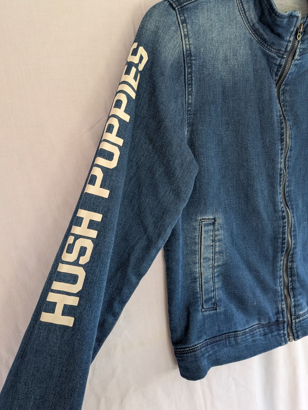 Hush Puppies Kids Denim Jacket Zip Up Logo Sleeve Casual Blue Size 10-12 — photo 3 of 10