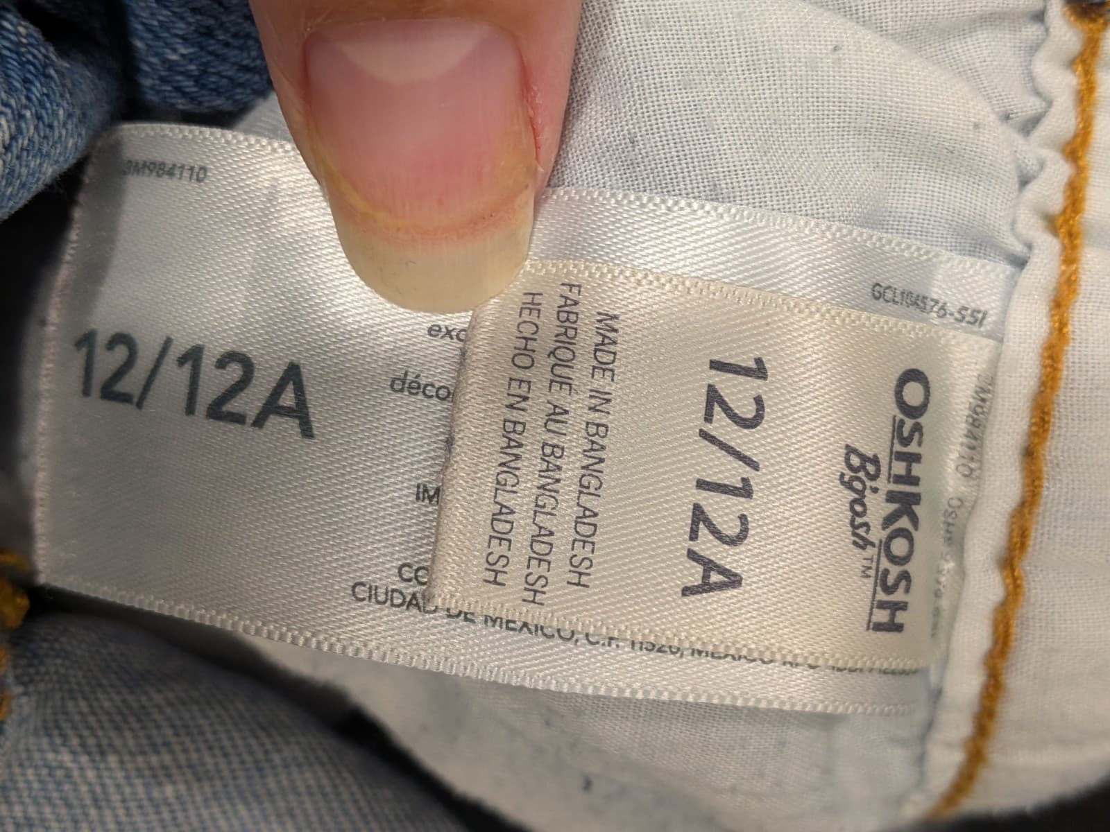 OshKosh B'gosh Denim Overalls Youth 12 Y2K Dungarees Light Wash Adjustable Bib — photo 10 of 10