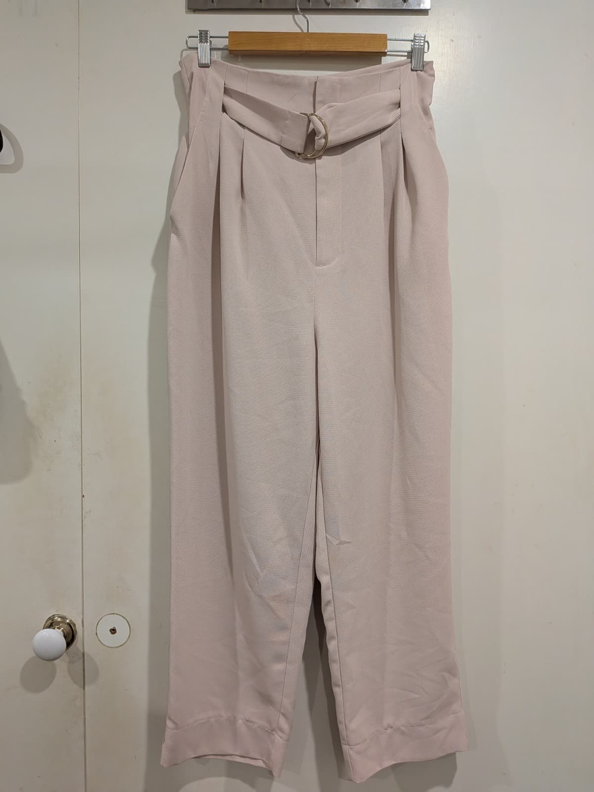 Sheike Wide Leg Pants Size 10 Blush Pink High Rise Belted Dress Career Work — photo 2 of 11