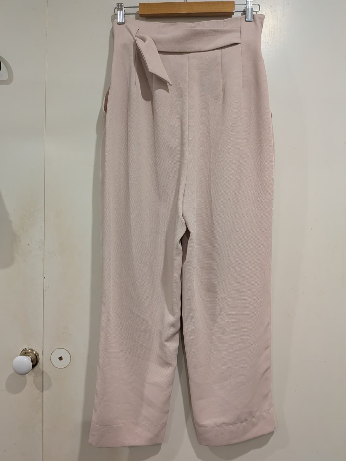 Sheike Wide Leg Pants Size 10 Blush Pink High Rise Belted Dress Career Work — photo 7 of 11