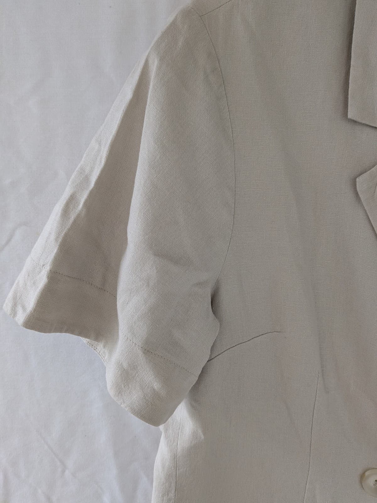 Sportsgirl Linen Blend Shirt Dress Cream Beige Grandmacore Collared Size 10 — photo 4 of 10
