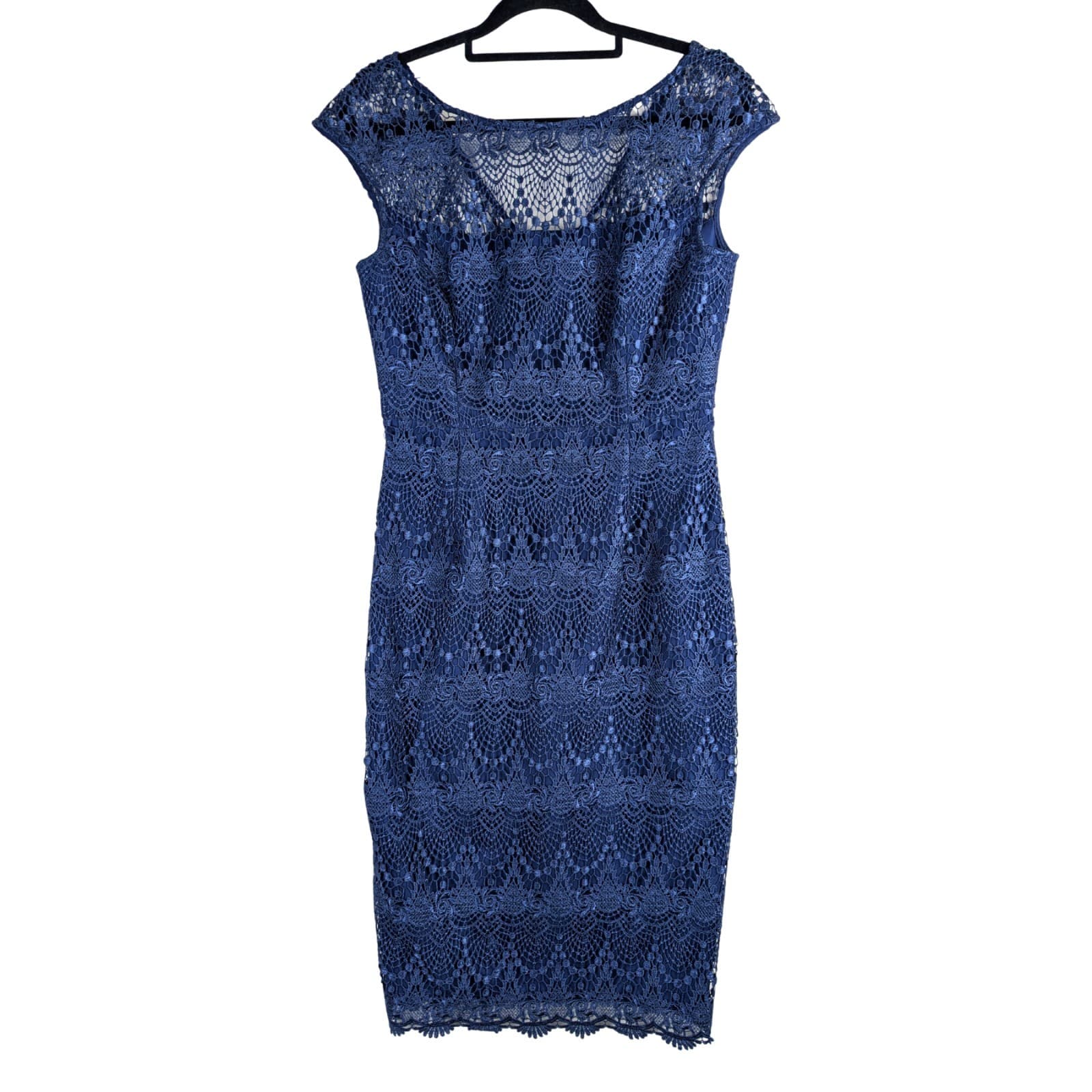 Anthea Crawford Dress Blue Lace Wiggle Cocktail Wedding Old Money Size AUS 8 — photo 2 of 9